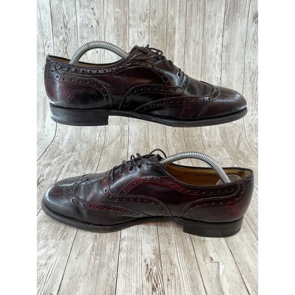 Johnston & Murphy Aristocrat 8.5 Cordovan Burgundy Leather Wingtip Dress Shoes - Picture 5 of 9